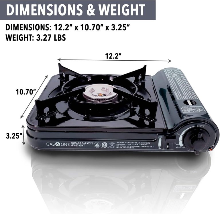 GAS ONE NEW 10,000 BTU CSA List Portable Butane Gas Stove with Carrying Case CSA Listed- Midnight