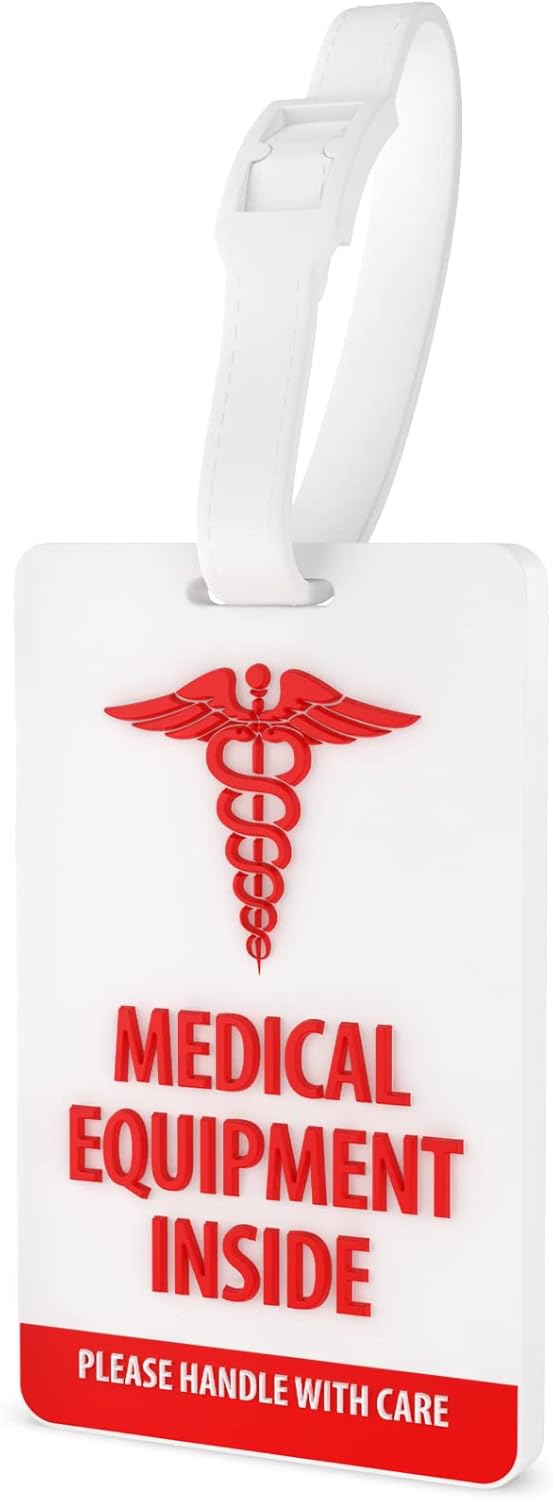 Shacke Medical Equipment Luggage Tag for Respiratory Devices (White/Vertical)